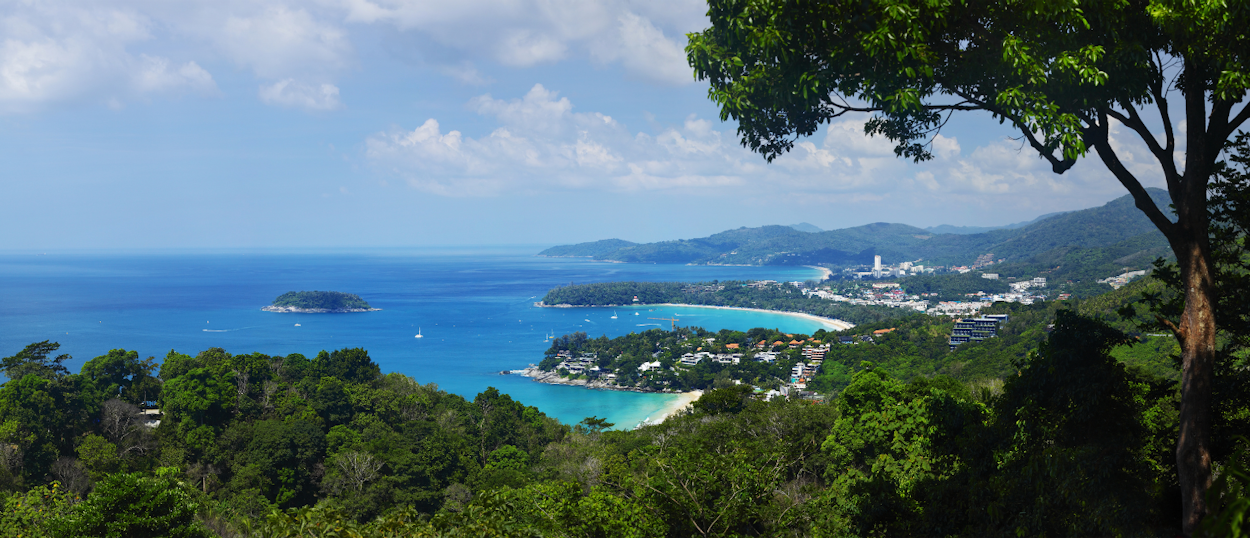 View of Patong Bay and town from a scenic hilltop viewpoint on Phuket