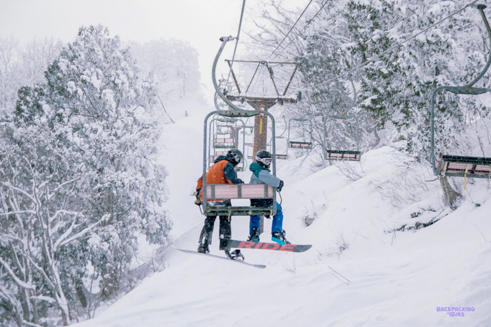 Skier on a snowy slope at Hakuba's Happo One ski resort