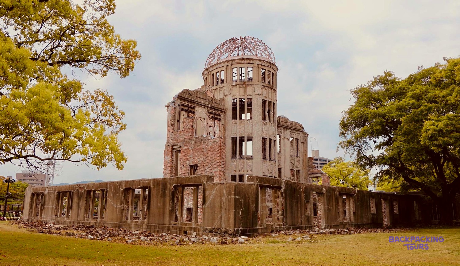 The Atomic Bomb Dome standing in Hiroshima's Peace Memorial Park