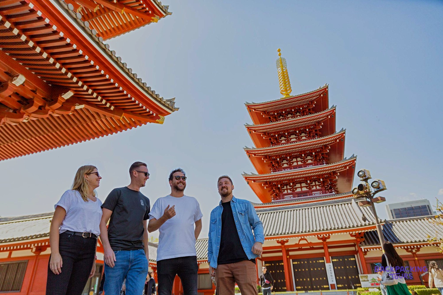 Group in front of the pagoda at Senso-ji, Tokyo's oldest Buddhist temple