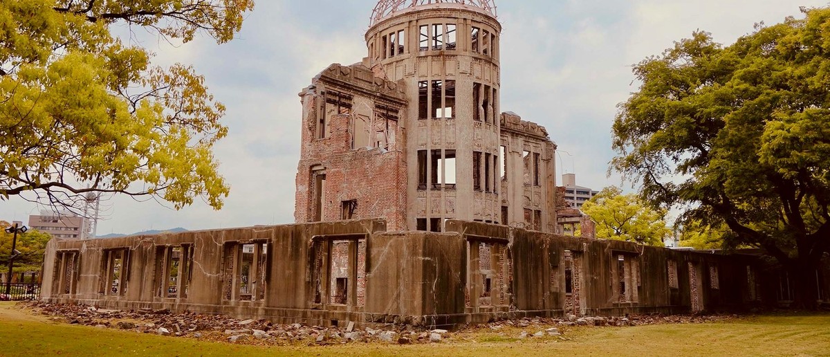 The Atomic Bomb Dome standing in Hiroshima's Peace Memorial Park