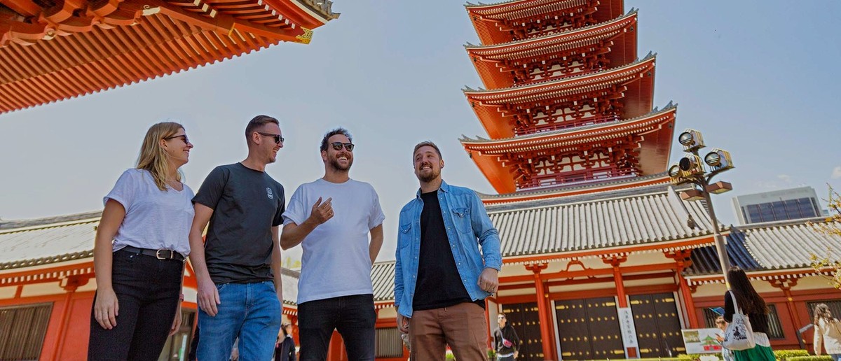 Group in front of the pagoda at Senso-ji, Tokyo's oldest Buddhist temple