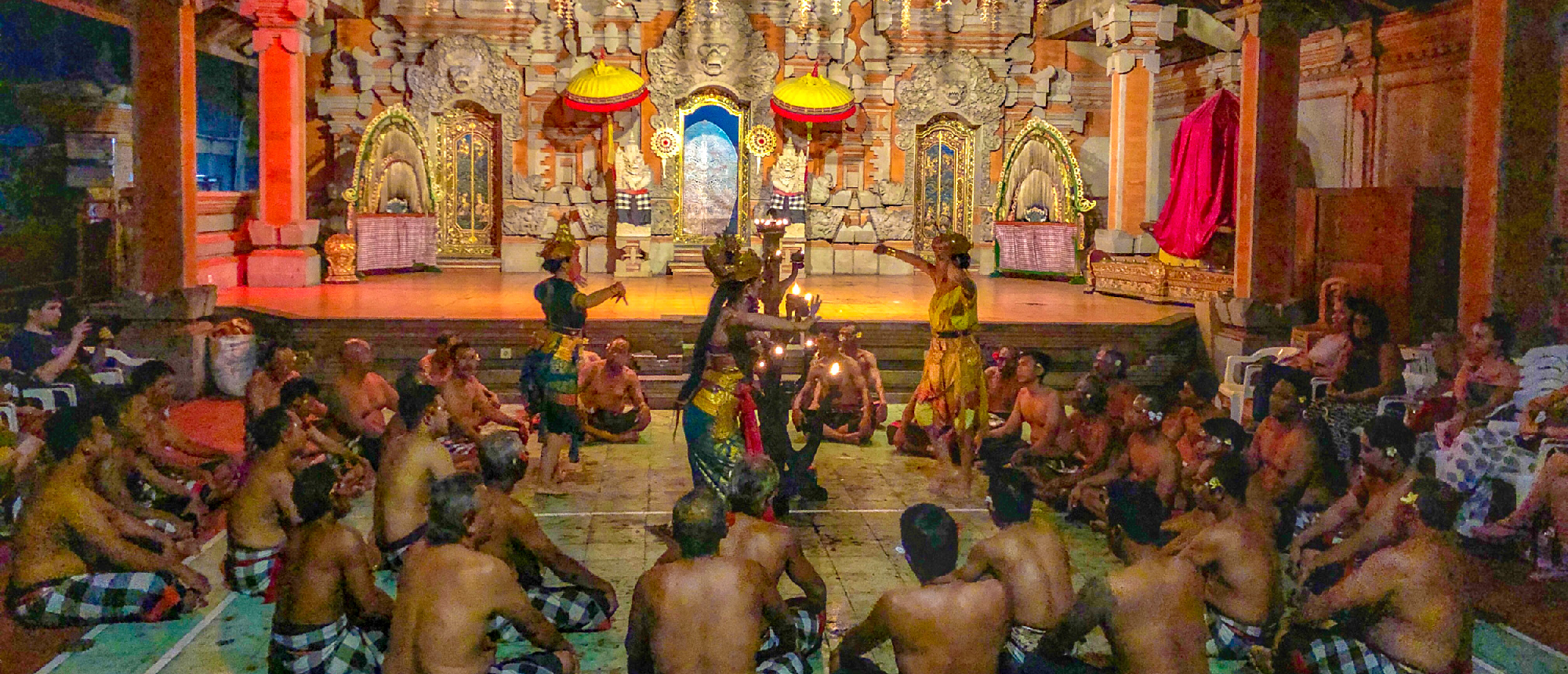 Traditional Balinese stage dance performance in Ubud