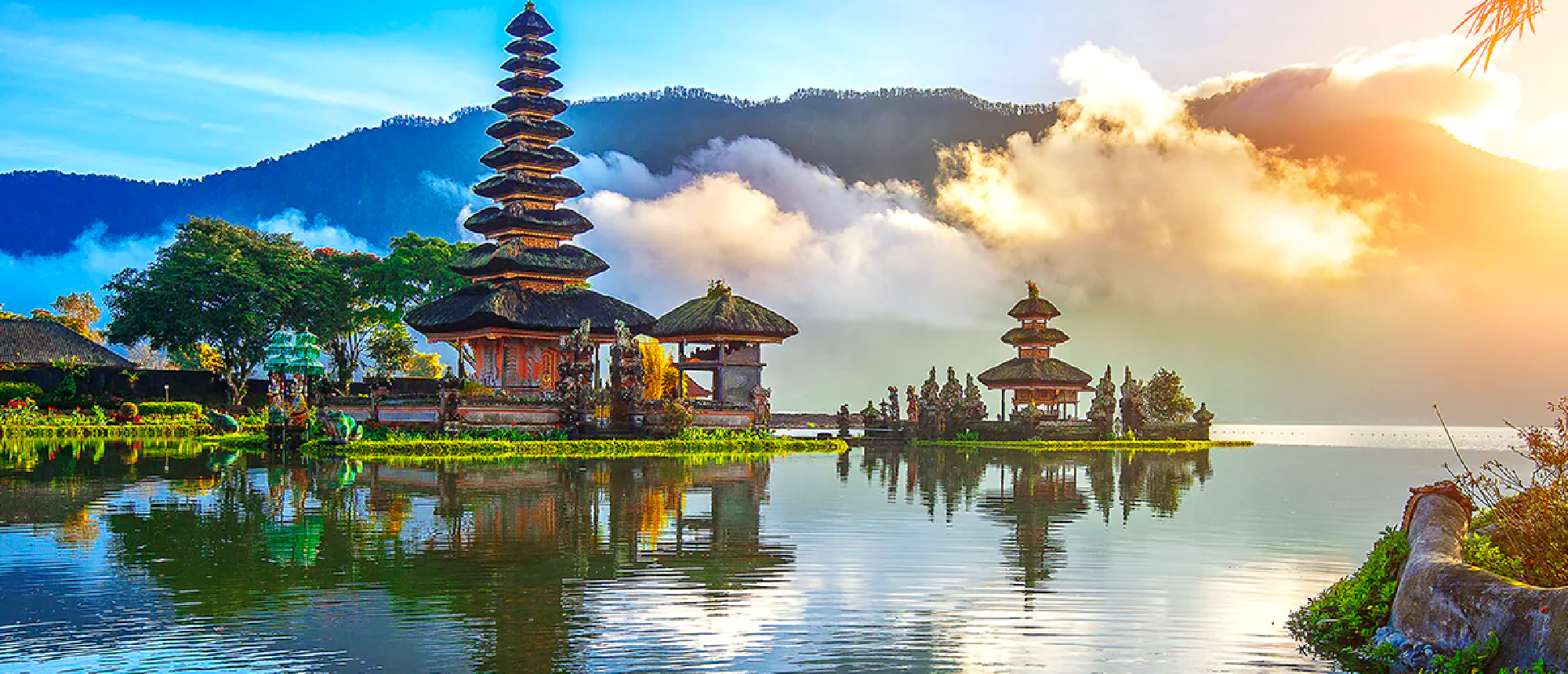 Scenic Ulun Danu Beratan Temple on Lake Beratan