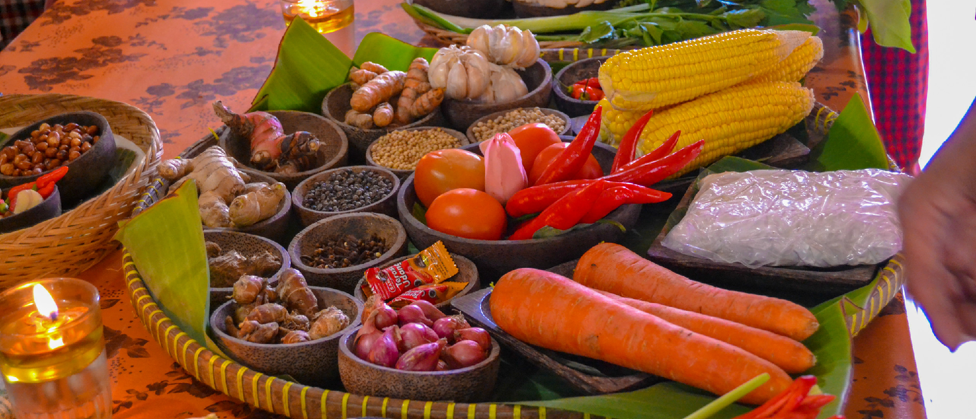 Colorful spices displayed in Ubud Market