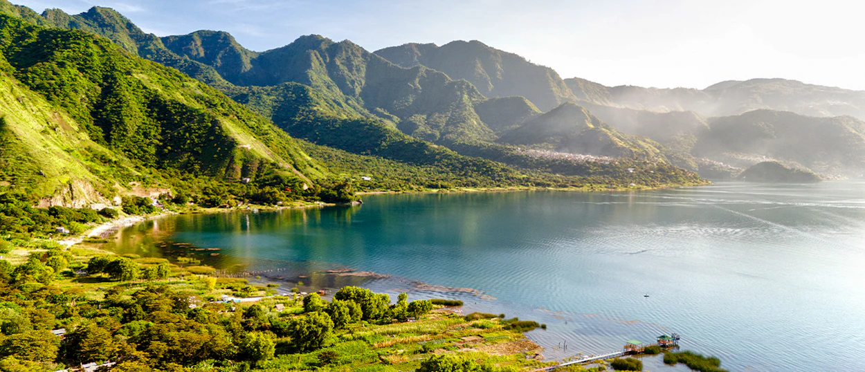 Lake Atitlan and its volcanoes in the Guatemalan highlands