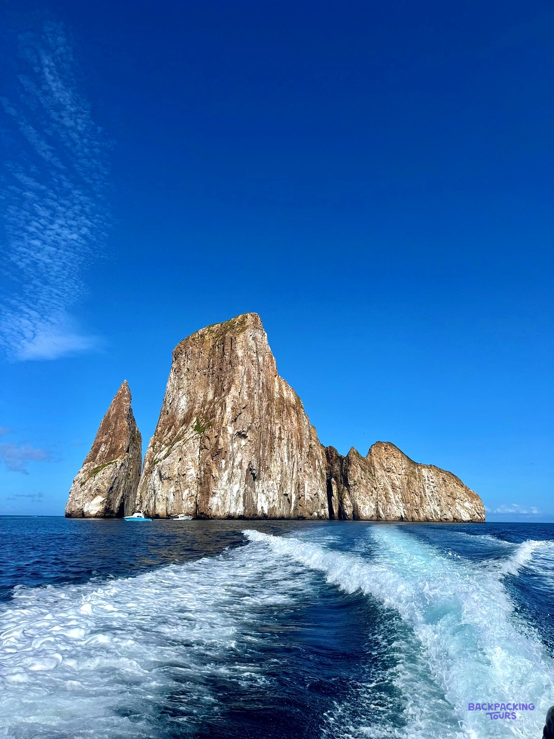 Kicker Rock rising out of the sea off San Cristobal