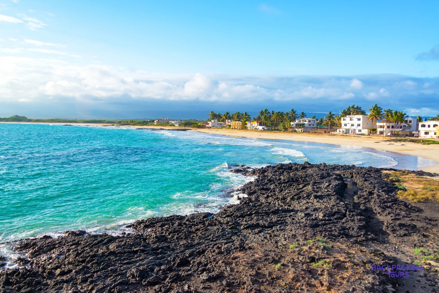 White sand beach and turquoise water on Isabela