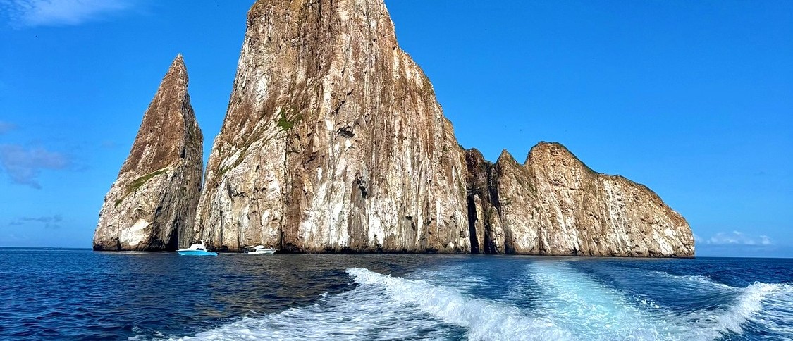 Kicker Rock rising out of the sea off San Cristobal