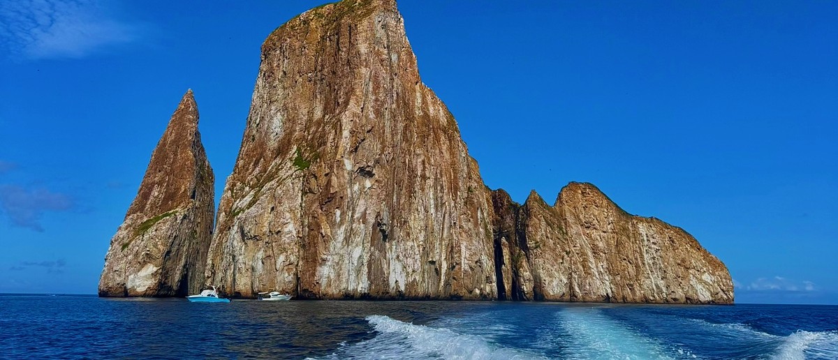 Kicker Rock rising out of the sea off San Cristobal