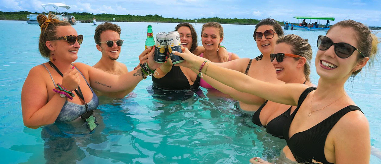 The turquoise Lagoon of Seven Colours at Bacalar, Mexico