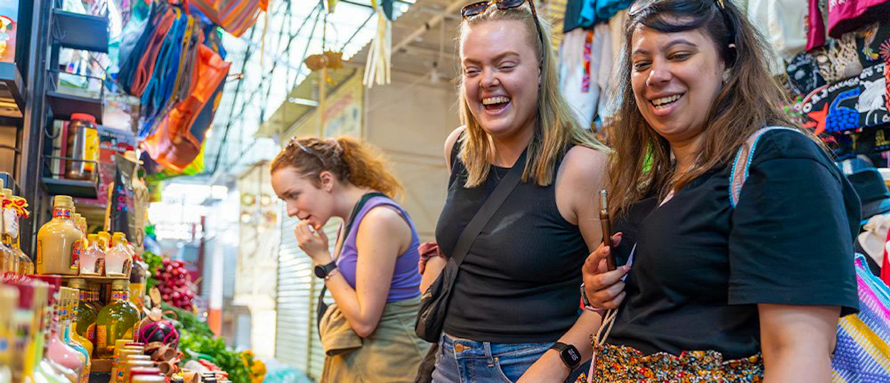Handmade textiles and crafts at a local Oaxacan market