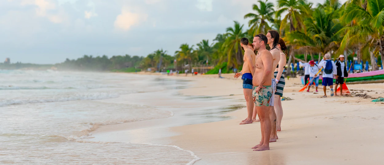 Palm-lined Caribbean beach day on the Mexican coast