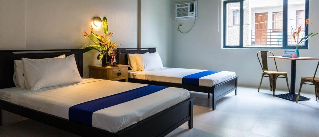 A twin room at the South Anchorage Inn in the centre of El Nido.