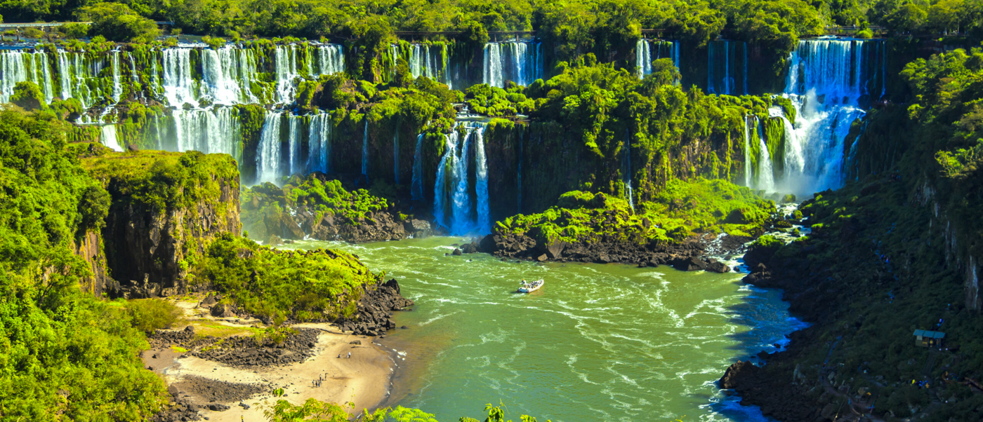Walkways stretching out over the falls on the Argentine side of Iguazu
