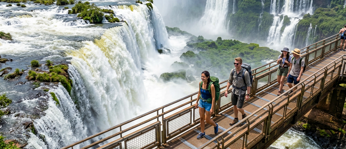 The powerful curtain of water at the Devil's Throat, Iguazu