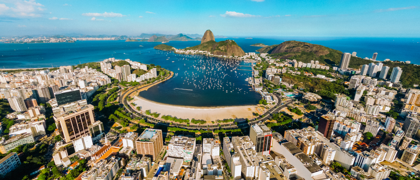 The cable car climbing to the summit of Sugarloaf Mountain in Rio de Janeiro