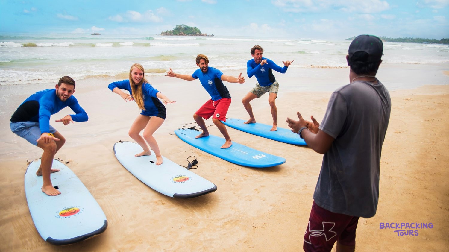 Learning to surf at Weligama Beach