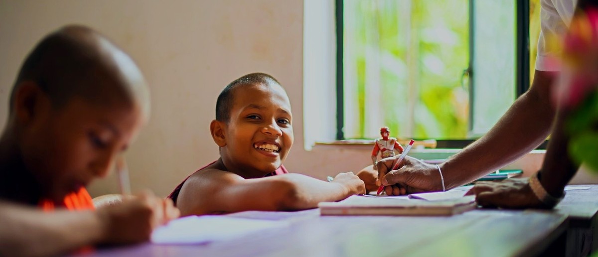 Visiting young monks at a Buddhist monastery