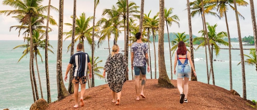 The group at Coconut Tree Hill in Mirissa