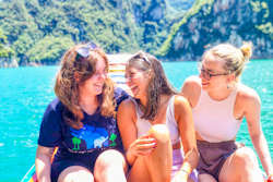 Backpacking Tours Thailand group with banner