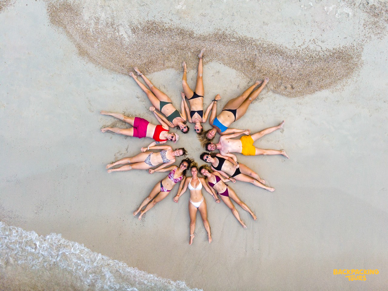 Aerial drone view of Koh Phangan's coastline with turquoise water and lush greenery during the island hopping dayAerial drone view of Koh Phangan's coastline with turquoise water and lush greenery during the island hopping day